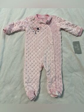 🦊🌸 NWT Le Top Bébé Pink Fox Footed Sleeper – 6–9 Months 🌸